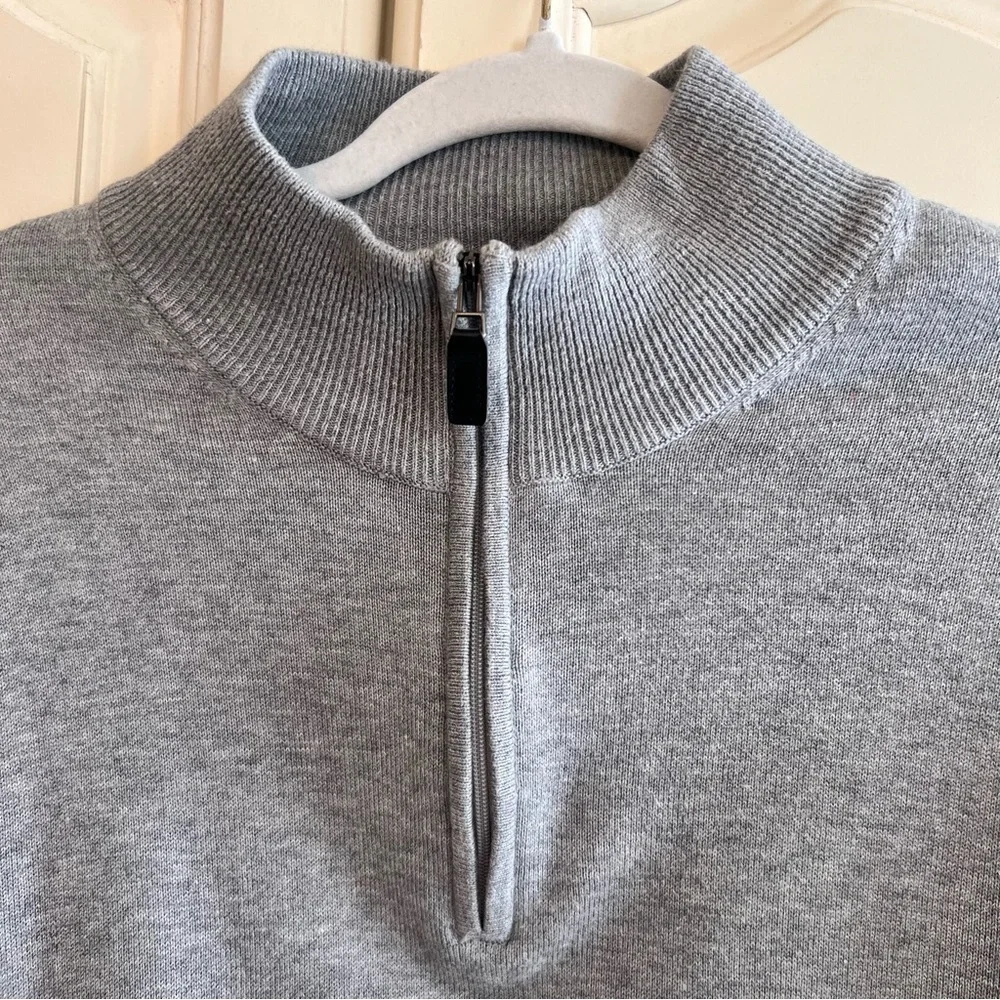 Joseph A. Bank Pima Cotton Quarter Zip Business Casual Sweater, Gray, Medium - Picture 10 of 11